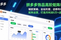 拼多多饰品高阶矩阵课，铺款策略、全站托管、店群布局，矩阵运营，打造月利润5万+店铺-臭虾米项目网