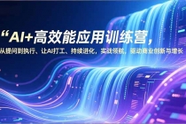 AI+高效能应用训练营，从提问到执行、让AI打工、持续进化，实战领航，驱动商业创新与增长-臭虾米项目网