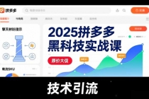 2025拼多多黑科技实战课，擎天柱玩法、爆流SKU、原价大促，技术引流，单店日销轻松破千单-臭虾米项目网