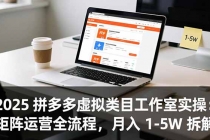 2025 拼多多虚拟类目工作室实操：矩阵运营全流程，月入 1-5W 拆解-臭虾米项目网