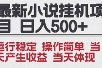 2025全新小说挂机项目 年前吃肉 操作简单，单机当天收益1000+，收益无上限，可矩阵操作-臭虾米项目网