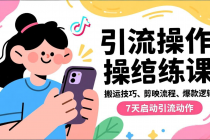 抖音引流实操跟练课,搬运技巧、剪映流程、爆款逻辑,7天启动引流动作-臭虾米项目网