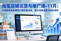 淘宝店铺运营与推广课-11月：从测款筛选到爆款打爆完整流程，提升店铺流量与转化效率-臭虾米项目网