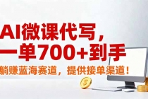 AI微课代写，一单700+到手，躺赚蓝海赛道，提供接单渠道！-臭虾米项目网
