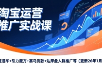 淘宝运营推广实战课,直通车+引力魔方+赛马测款+达摩盘人群推广等(更新26年1月)-臭虾米项目网