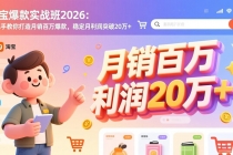 淘宝爆款实战班2026：手把手教你打造月销百万爆款，稳定月利润突破20万+-臭虾米项目网