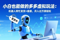 小白也能做的多多虚拟玩法：机器人帮忙发货+客服，月入过万很轻松-臭虾米项目网