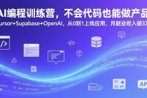 AI编程训练营，不会代码也能做产品，Cursor+Supabase+OpenAI，从0到1上线应用，月副业收入破3万-臭虾米项目网