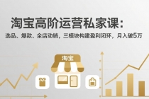 淘宝高阶运营私家课:选品、爆款、全店动销,三模块构建盈利闭环,月入破5万(更新26年2月)-臭虾米项目网