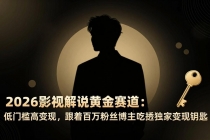 2026影视解说黄金赛道：低门槛高变现，跟着百万粉丝博主吃透独家变现钥匙-臭虾米项目网