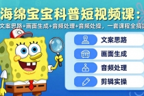 海绵宝宝科普短视频课：文案思路+画面生成+音频处理+剪辑实操，一套课程全搞定-臭虾米项目网