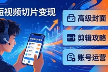 短视频切片变现速成班2.0：高级封面+剪辑攻略+账号运营，0基础小白快速入局副业-臭虾米项目网