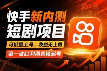 快手最新短剧玩法,零操作无脑上号,收益无上限,新手也能轻松上车-臭虾米项目网