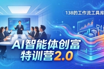 AI智能体创富训练营2.0：3天闭门直播+视频课+工具库，从0到1搭建智能体附138个工作流-臭虾米项目网