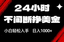 24小时不间断挣美金，小白轻松上手，日入1000+-臭虾米项目网