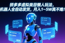 拼多多虚拟类目懒人玩法，机器人全自动发货，月入 1-5W 真不难！-臭虾米项目网