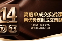 高客单成交实战课:用优势定制成交策略,14步法+10步交付,助你收入提升3-5倍-臭虾米项目网