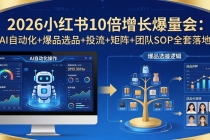 2026小红书10倍增长爆量会:AI自动化+爆品选品+投流+矩阵+团队SOP全套落地-臭虾米项目网