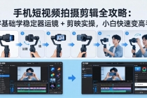 手机短视频拍摄剪辑全攻略：零基础学稳定器运镜 + 剪映实操，小白快速变高手-臭虾米项目网