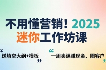 不用懂营销！2025 迷你工作坊课：送填空大纲 + 模板，一周卖课赚现金、圈客户-臭虾米项目网