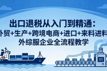 出口退税从入门到精通：外贸+生产+跨境电商+进口+来料进料+外综服企业全流程教学-臭虾米项目网