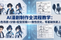 AI漫剧制作全流程教学：角色场景+分镜+配音剪辑+一致性优化，零基础快速上手-臭虾米项目网