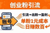 日引50+独家创业粉引流课：1个账号即可开干，单粉1元成本，日赚数百出粉盈利-臭虾米项目网