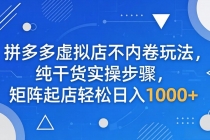 拼多多虚拟店不内卷玩法，纯干货实操步骤，矩阵起店轻松日入 1000+-臭虾米项目网