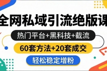 全网私域引流绝版课：热门平台+黑科技+截流，60套方法+20套成交，轻松稳定增粉-臭虾米项目网