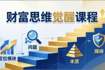 财富思维觉醒第十期：3天大课四大模块，精准定位问题看清本质，扫清人生障碍-臭虾米项目网