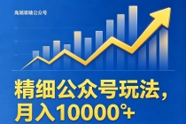精细公众号玩法，月入10000+，实操指南，快速变现-臭虾米项目网