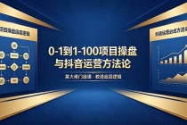 0-1到1-100怎么建？某大佬门徒课教透项目操盘底层逻辑+抖音运营必成方法论-臭虾米项目网