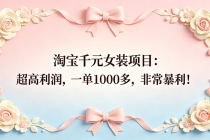 淘宝千元女装项目：超高利润，一单1000多，非常暴利！-臭虾米项目网