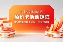 拼多多实战课58期：原价卡活动矩阵，300链接批量上大促，不亏钱跑量-臭虾米项目网