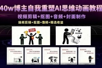 40w博主自我重塑AI思维动画教程，视频剪辑+抠图+音频+封面制作，接商单+独家精选收益-臭虾米项目网