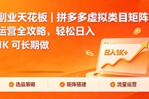 副业天花板｜拼多多虚拟类目矩阵运营全攻略，轻松日入 1K 可长期做-臭虾米项目网