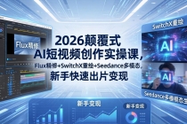 2026颠覆式 AI短视频创作课-5月更新，Flux精修+SwitchX重绘+Seedance多模态，新手快速出片变现-臭虾米项目网