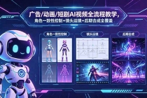 广告/动画/短剧AI视频全流程教学，角色一致性控制+镜头运镜+后期合成全覆盖-臭虾米项目网