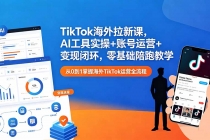 TikTok海外拉新课,AI工具实操+账号运营+变现闭环,零基础陪跑教学-臭虾米项目网