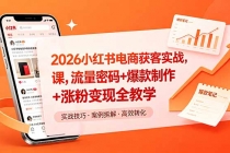2026小红书电商获客实战课，流量密码+爆款制作+涨粉变现全教学-臭虾米项目网