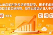 从单店盈利到多店矩阵裂变,拼多多虚拟项目全套实操教程,新手也能稳步日入千元-臭虾米项目网