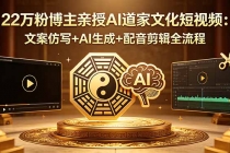 22万粉博主亲授AI道家文化短视频:文案仿写+AI生成+配音剪辑全流程-臭虾米项目网