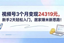 视频号3个月变现24319元，新手2天轻松入门，居家赚米新思路！-臭虾米项目网