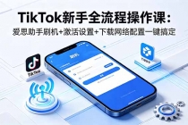 TikTok新手全流程操作课：爱思助手刷机+激活设置+下载网络配置一键搞定-臭虾米项目网