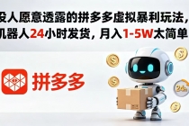没人愿意透露的拼多多虚拟暴利玩法，机器人 24 小时发货，月入 1-5W 太简单-臭虾米项目网
