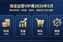 淘宝运营VIP课2026年5月：解决没利润、没流量、没转化、没爆发四大核心难题-臭虾米项目网