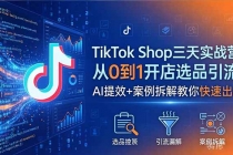 TikTok Shop三天实战营2026年5月，从0到1开店选品引流，AI提效+案例拆解教你快速出单-臭虾米项目网