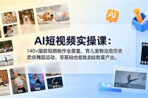 AI短视频实操课：140+爆款视频制作全覆盖，育儿宠物治愈历史武侠舞蹈运动，零基础也能批量产出-臭虾米项目网