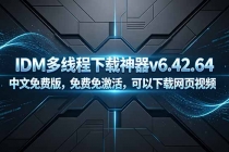 IDM多线程下载神器v6.42.64中文免费版，免费免激活，可以下载网页视频（例如飞书文档内的视频）-臭虾米项目网