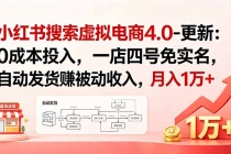 小红书搜索虚拟电商4.0-更新:0成本投入,一店四号免实名,自动发货赚被动收入,月入1万+-臭虾米项目网